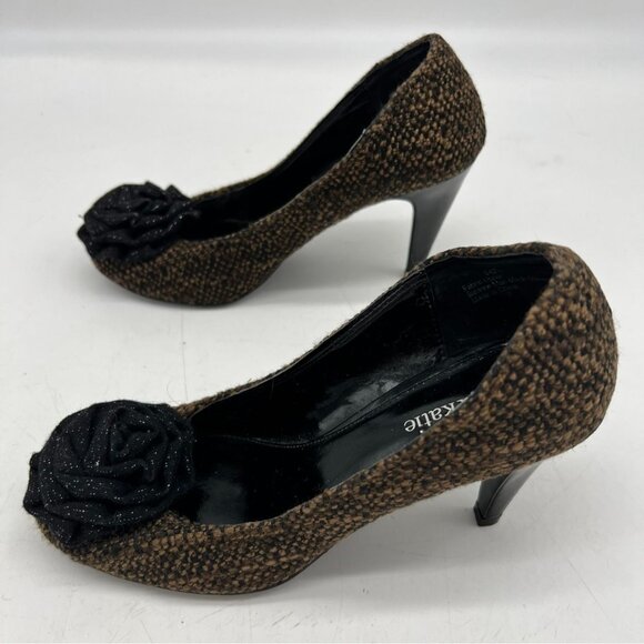 Kelly & Katie Womens Tweed Rose Pumps Sandals Size 7 Brown Classic Party Slip On - Picture 4 of 7